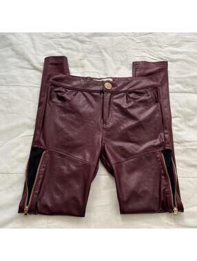NWT d.i.a. Faux Leather Skinny Pants Gyaru McBling Zipper Detail XS Japan